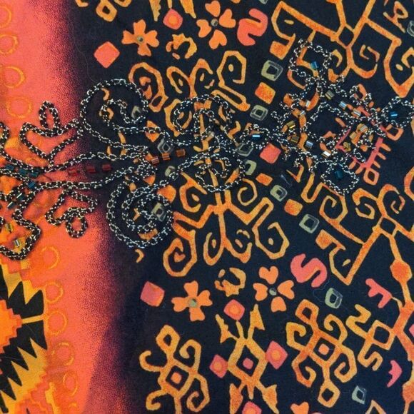 Coldwater Creek Orange Southwestern Floral Design Cotton Jacket Sz S - Picture 11 of 12